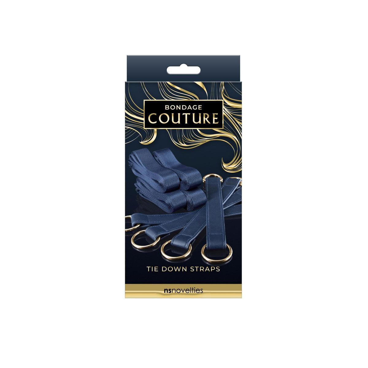 bondage couture tie down straps blue