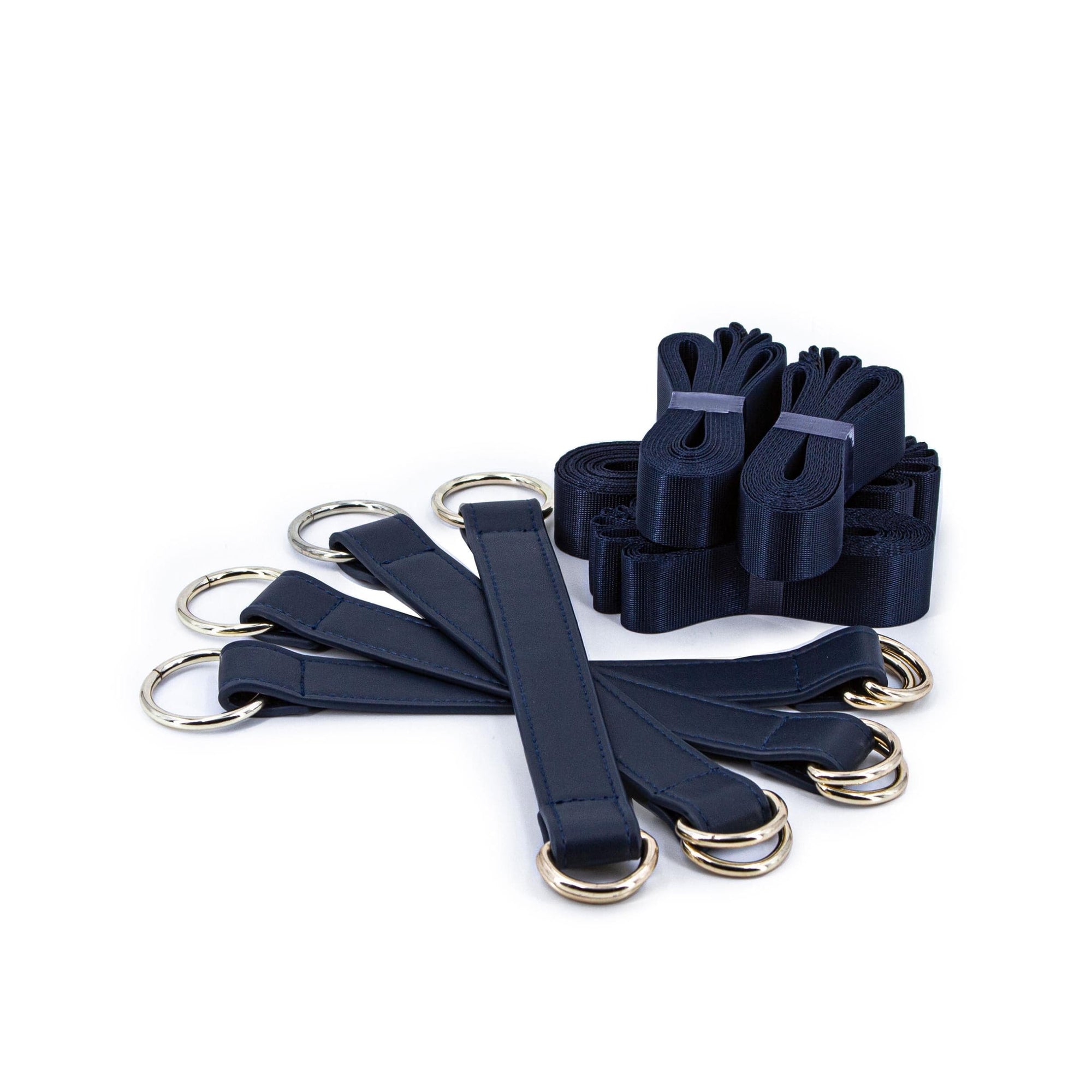 bondage couture tie down straps blue