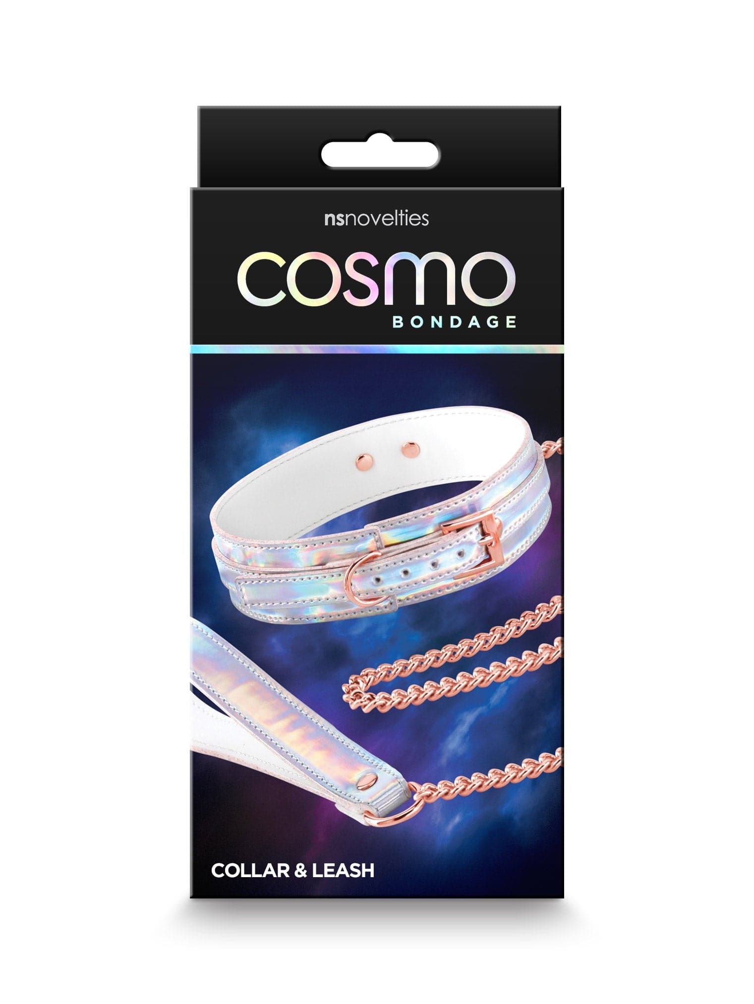 cosmo bondage collar and leash rainbow