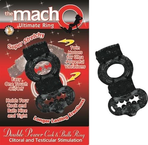 the macho collection double power cock and balls rising black