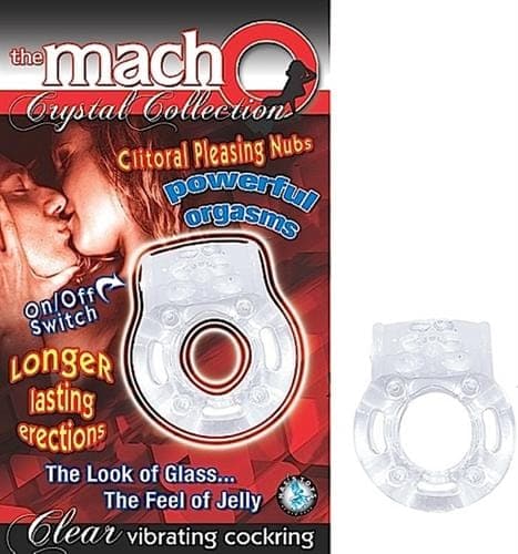 the macho crystal collection vibrating cock ring clear