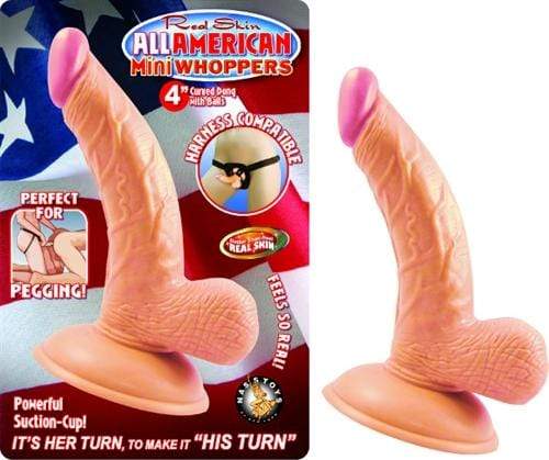 all american mini whoppers 4 inch curved dong with balls flesh