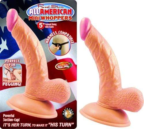all american mini whoppers 5 inch curved dong with balls flesh