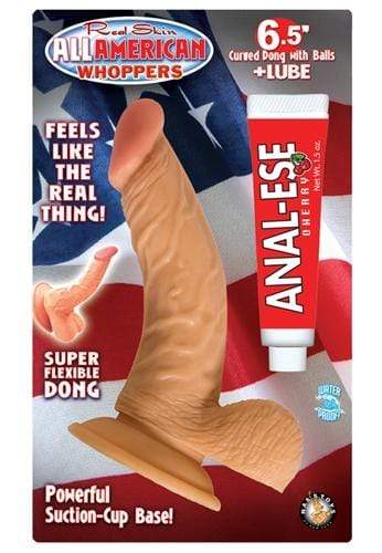all american whoppers 6 5 inch curved dong with balls lube flesh