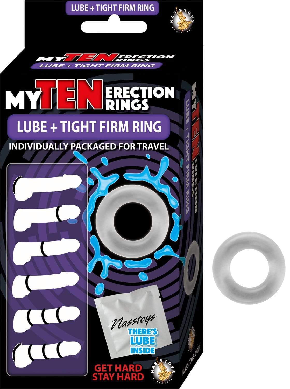 My Ten Erection Rings Lube + Tight Firm Ring - Clear Default Title