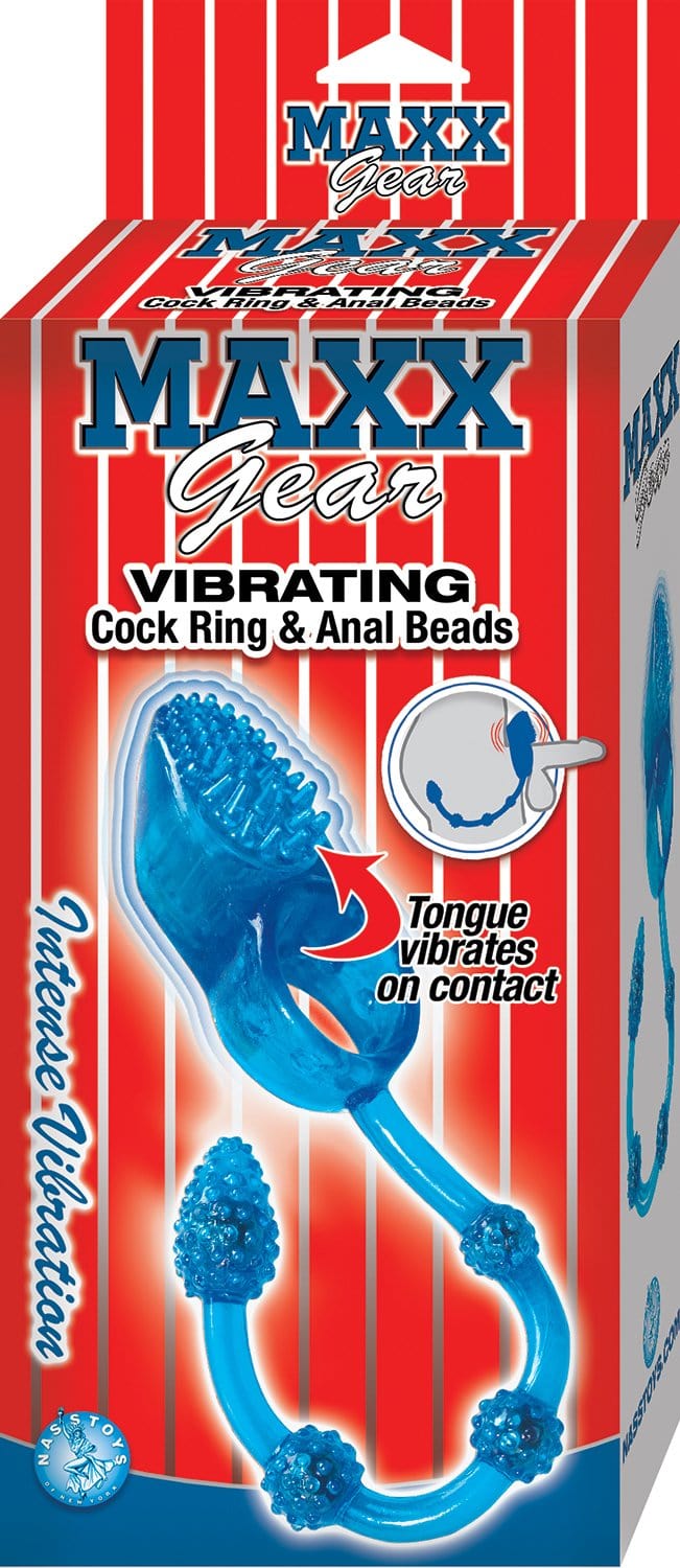 maxx gear vibrating cock ring anal beads blue