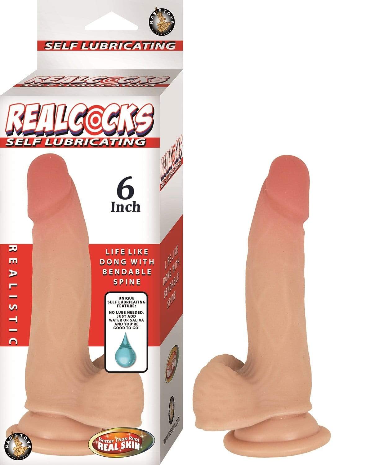 realcocks self lubricating dong 6 inch flesh