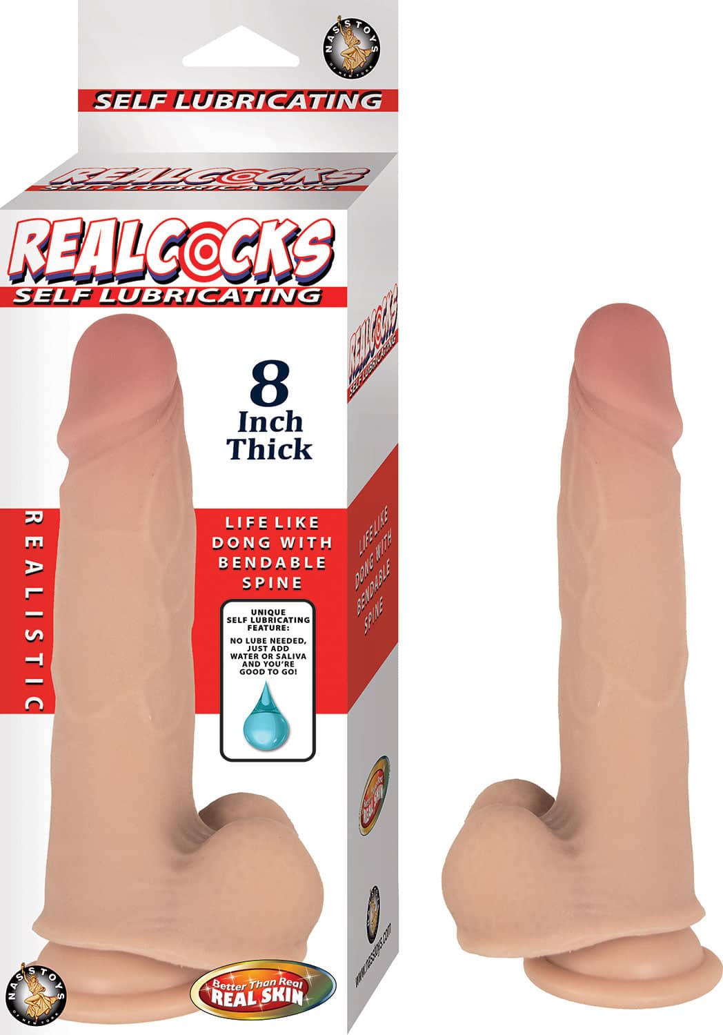 Realcocks Self Lubricating 8 Inch Thick - White Default Title