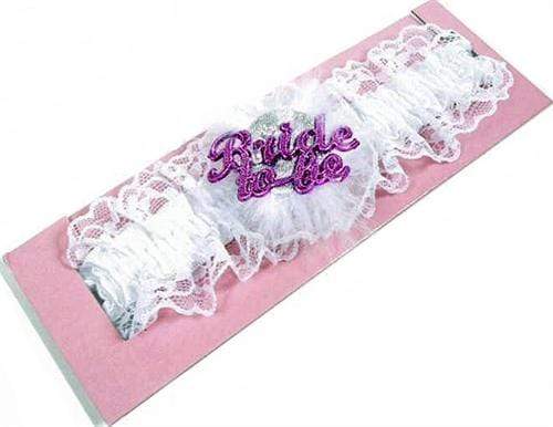bride to be flashing garter white