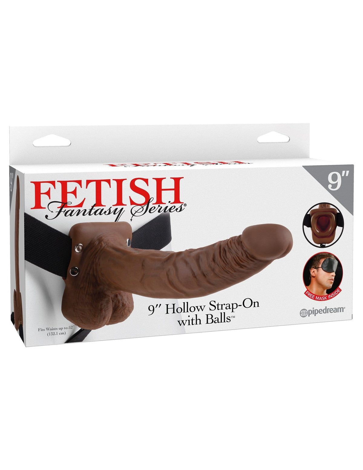 fetish fantasy series 9 inch hollow strap on with balls brown