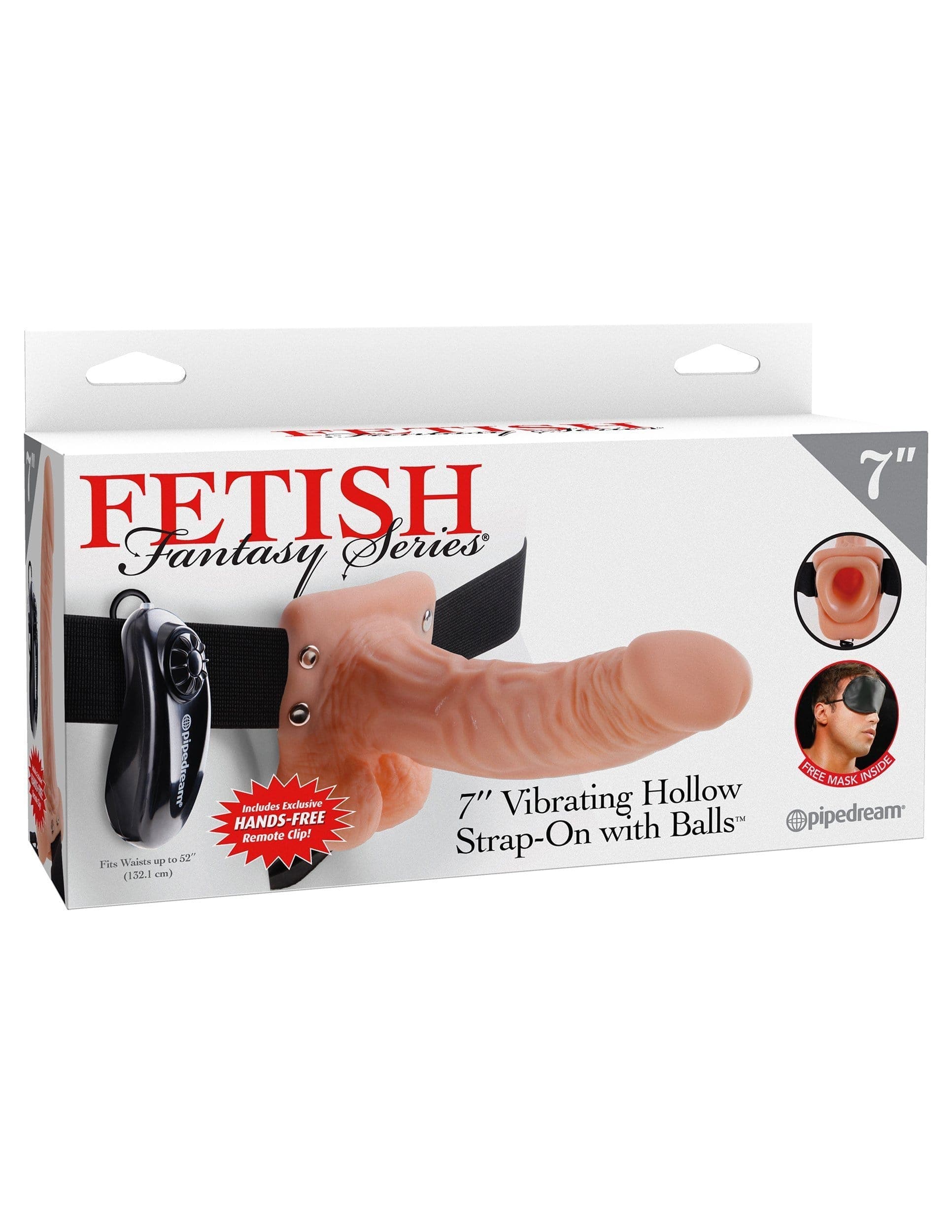 fetish fantasy series 7 inch vibrating hollow strap on with balls flesh
