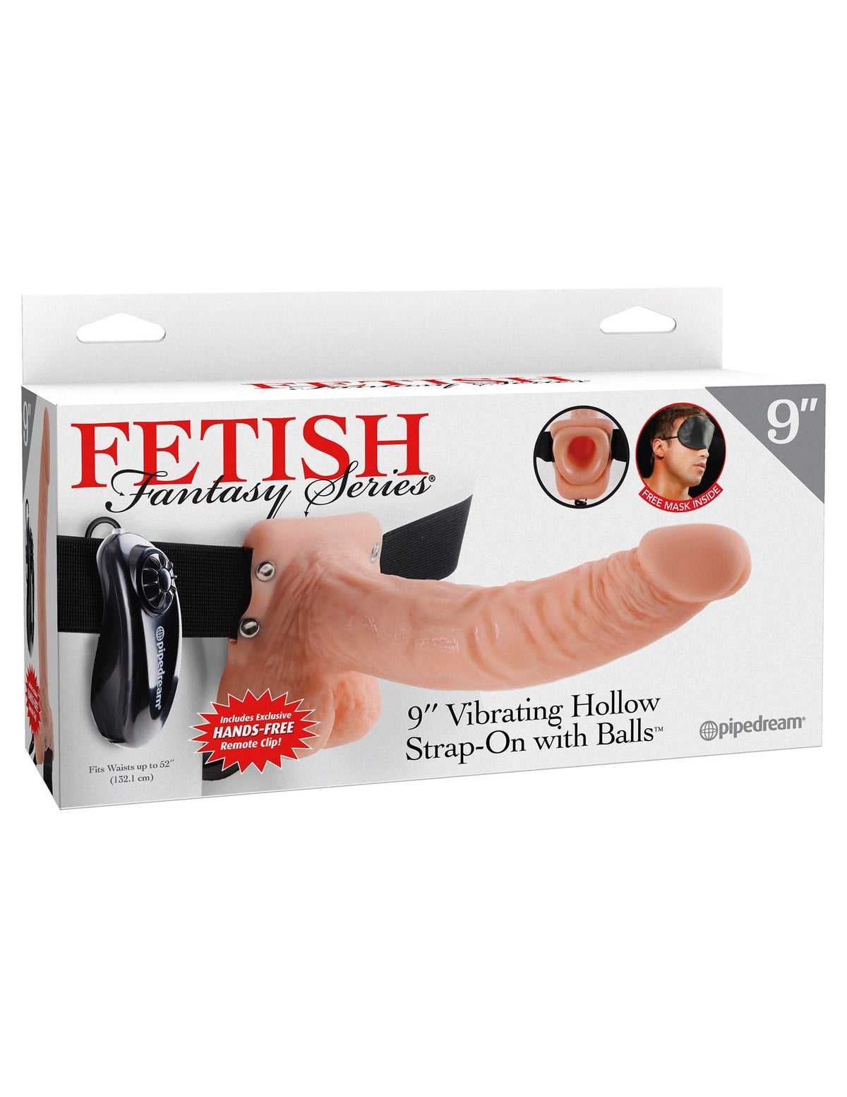 fetish fantasy series 9 inch vibrating hollow strap on with balls flesh