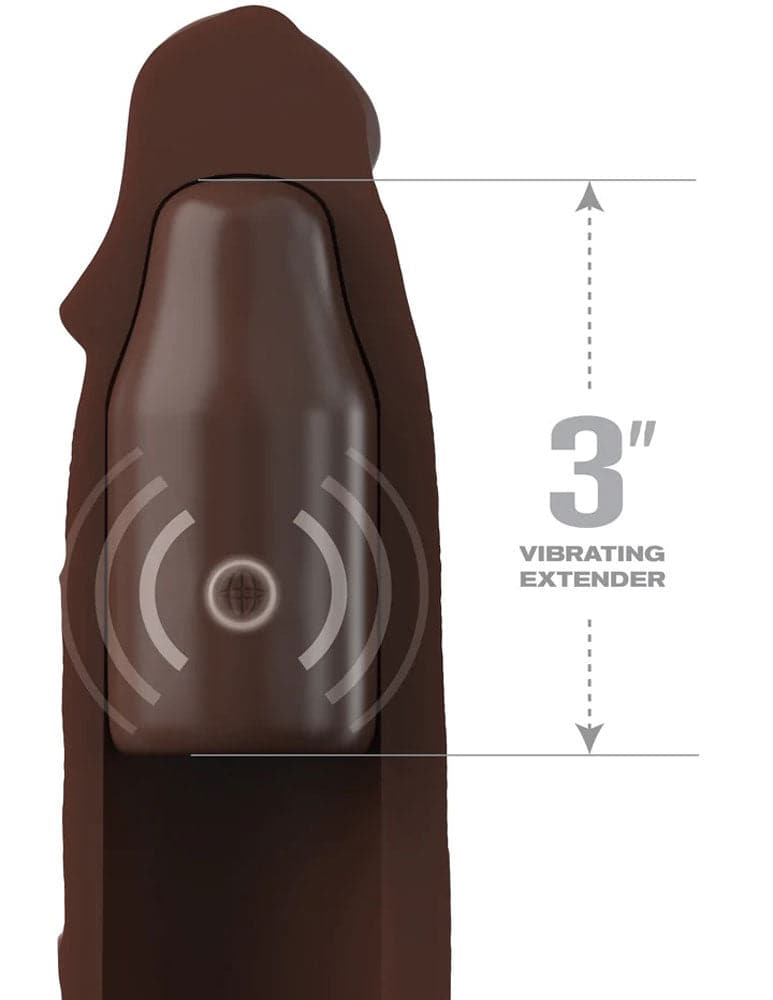 Fantasy X-Tensions Elite 9 Inch Sleeve Vibrating 3 Inch Plug With Remote - Brown