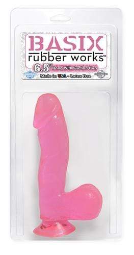 basix rubber works 6 5 inch dong with suction cup pink 1