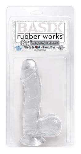 basix rubber works 6 5 inch dong with suction cup clear 1
