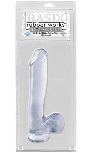 basix rubber works 10 inch dong with suction cup clear