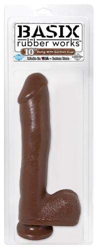 basix rubber works 10 inch dong with suction cup brown