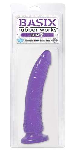 basix rubber works slim 7 inch with suction cup purple