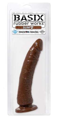 basix rubber works slim 7 inch with suction cup brown