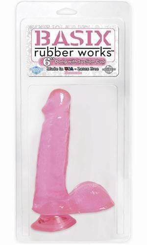 basix rubber works 6 inch dong with suction cup pink