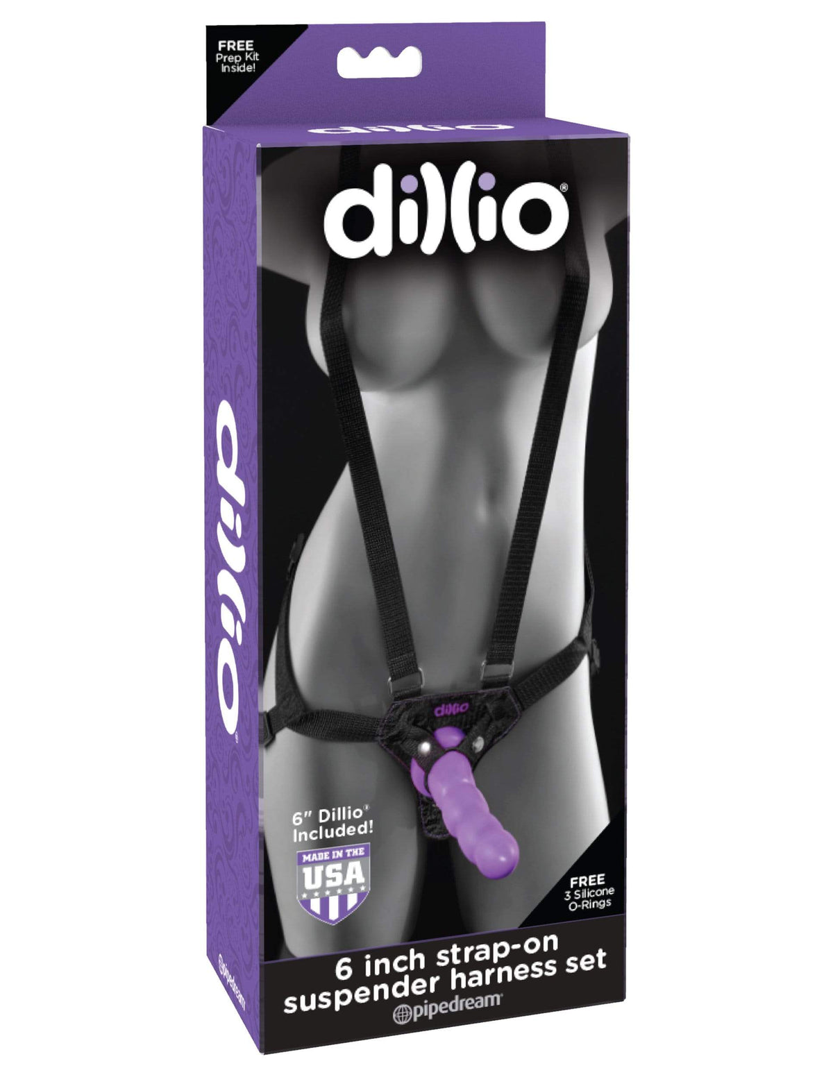 dillio purple 6 strap on suspender harness set