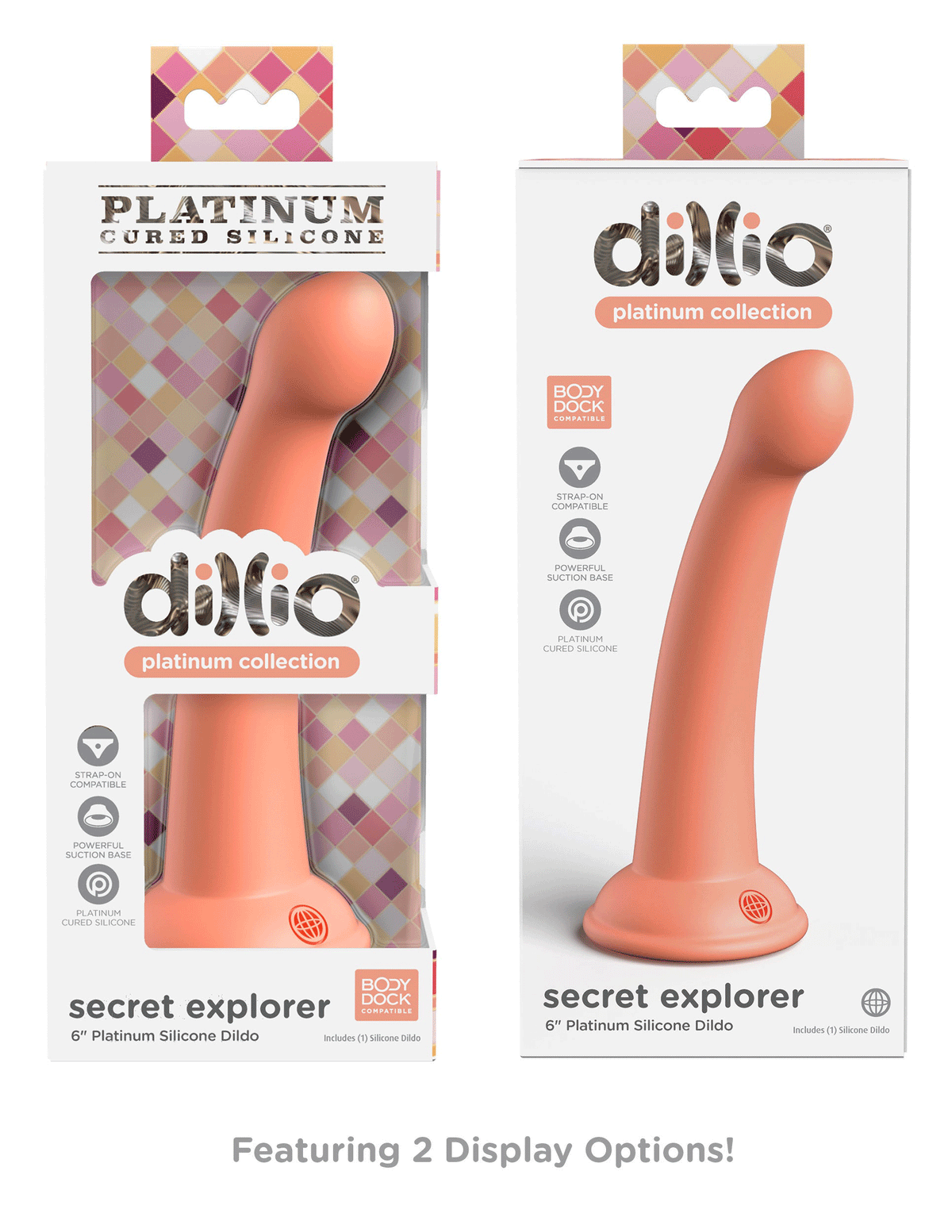 dillio platinum secret explorer 6 inch dildo peach