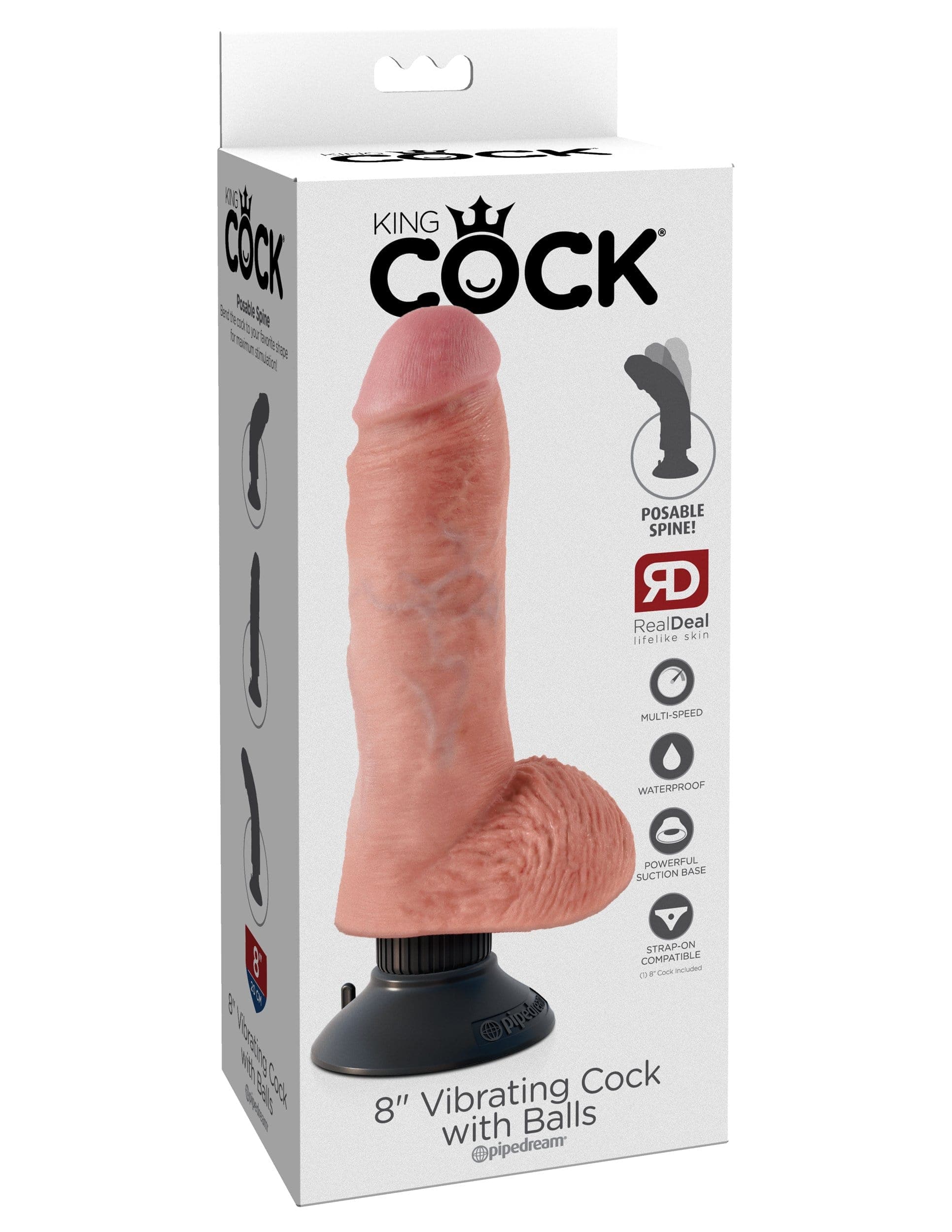 king cock 8 inch vibrating cock with balls flesh