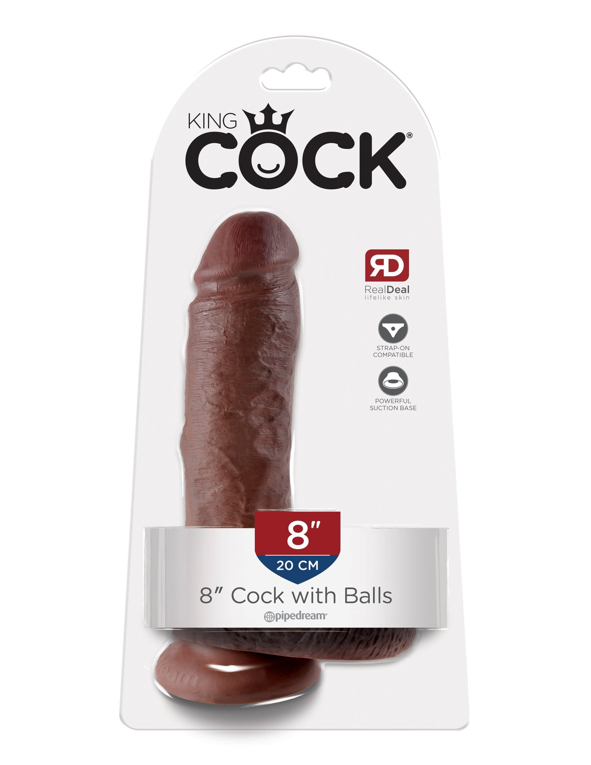 king cock 8 inch cock with balls brown