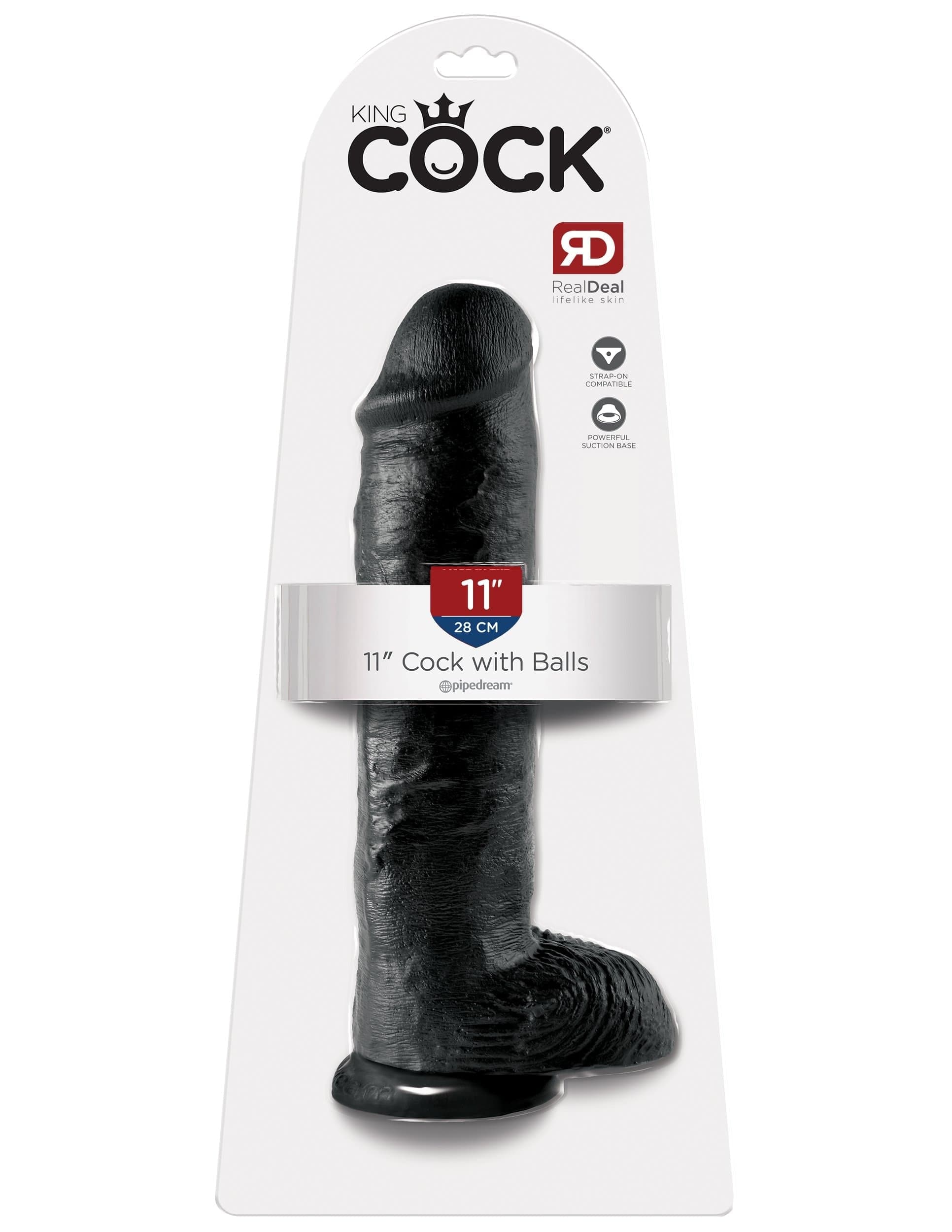 king cock 11 inch with balls black