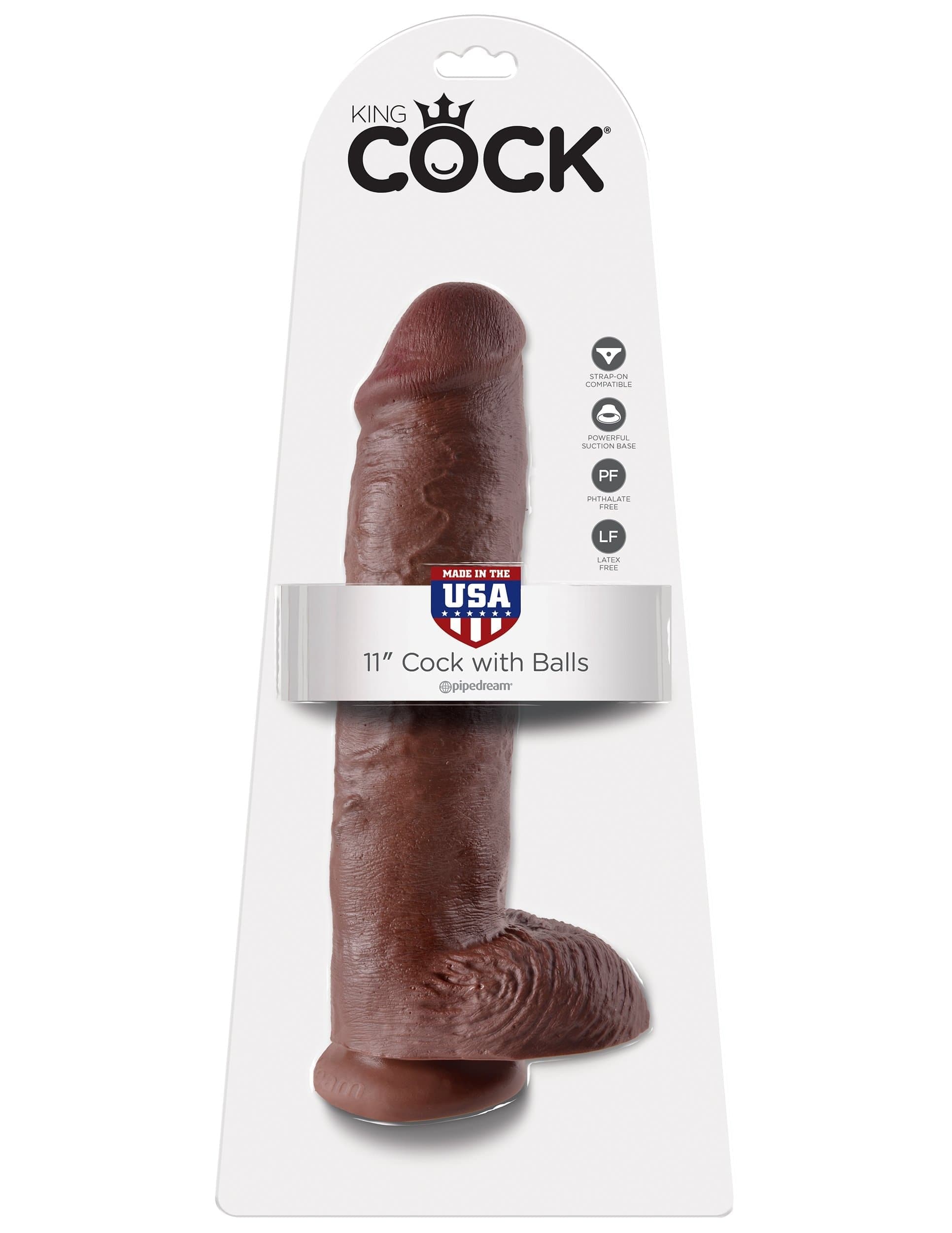 king cock 11 inch cock with balls brown