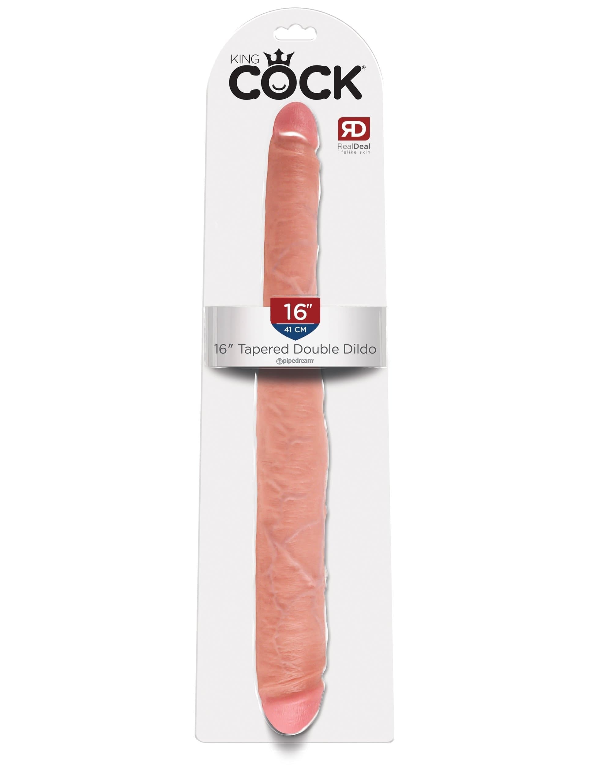 king cock 16 inch tapered double dildo flesh