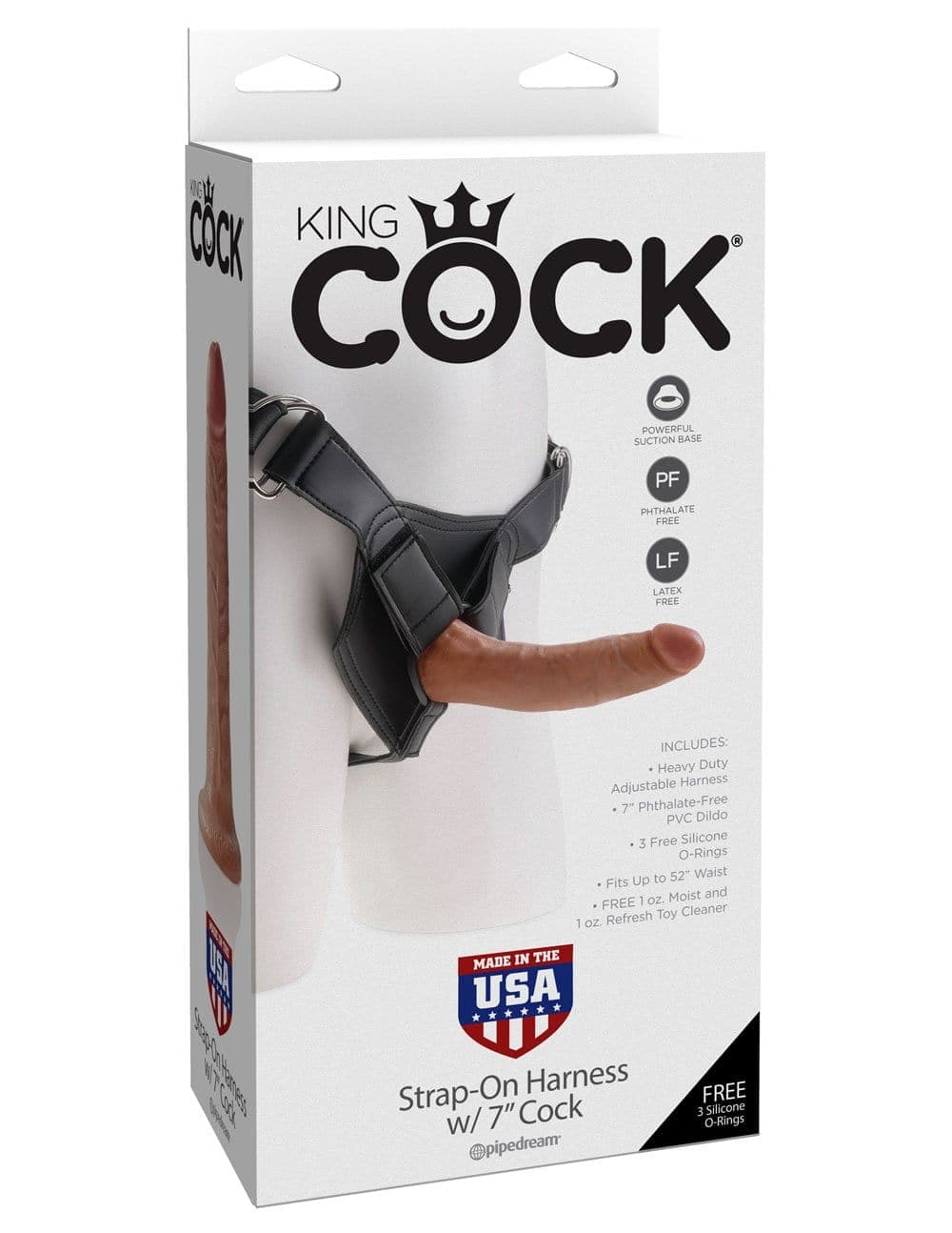 king cock strap on harness with 7 cock tan