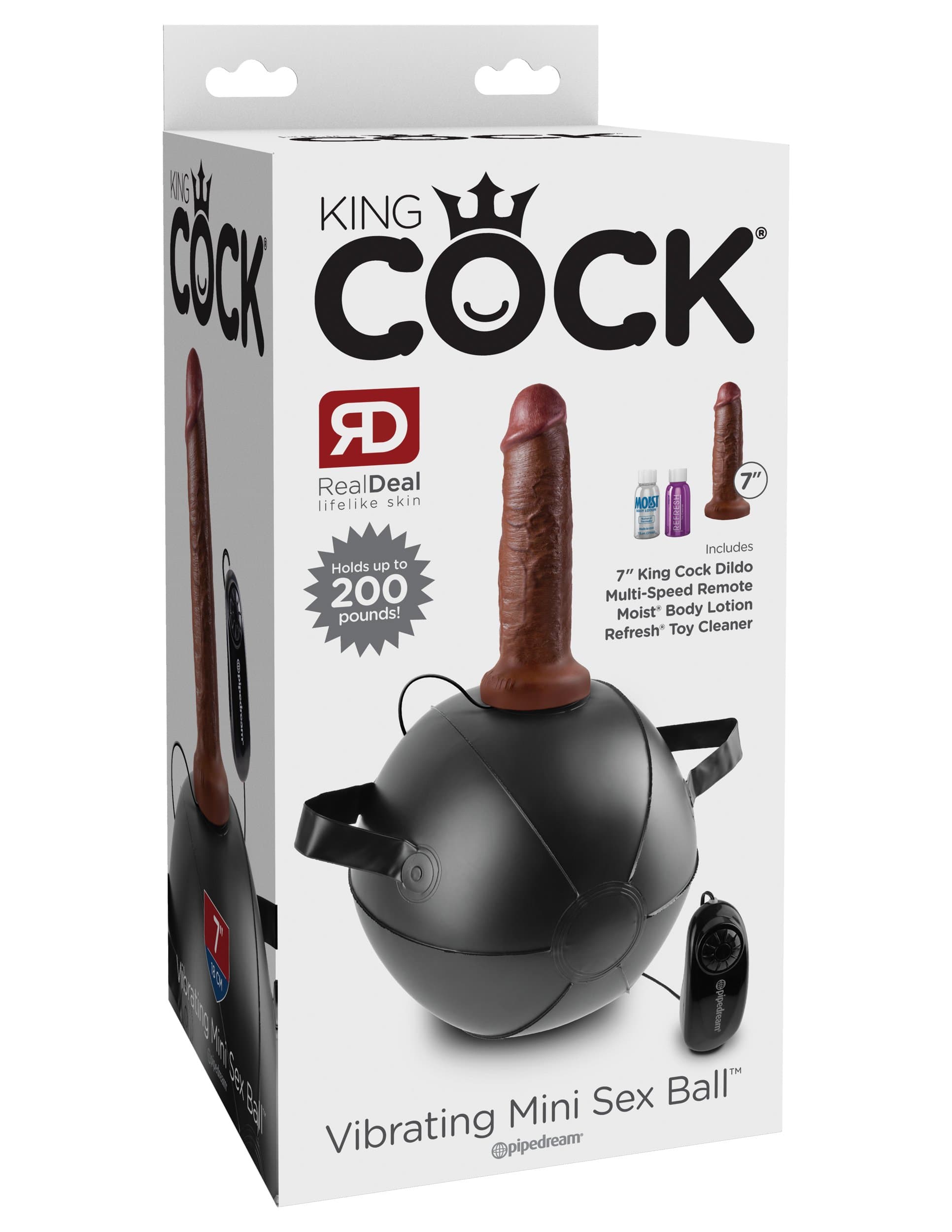 king cock vibrating mini sex ball with 7 dildo brown
