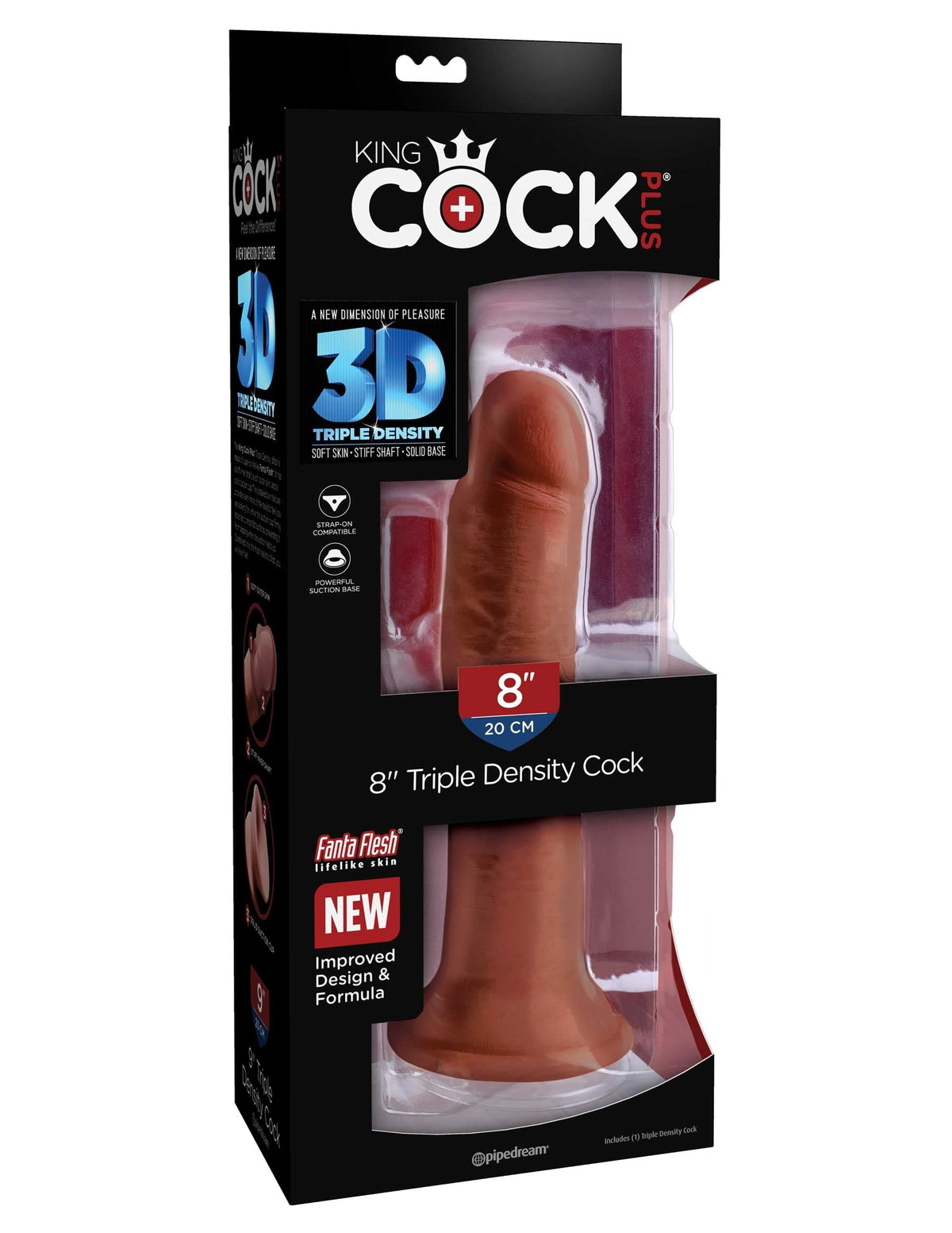 king cock plus triple density 8 inch cock brown