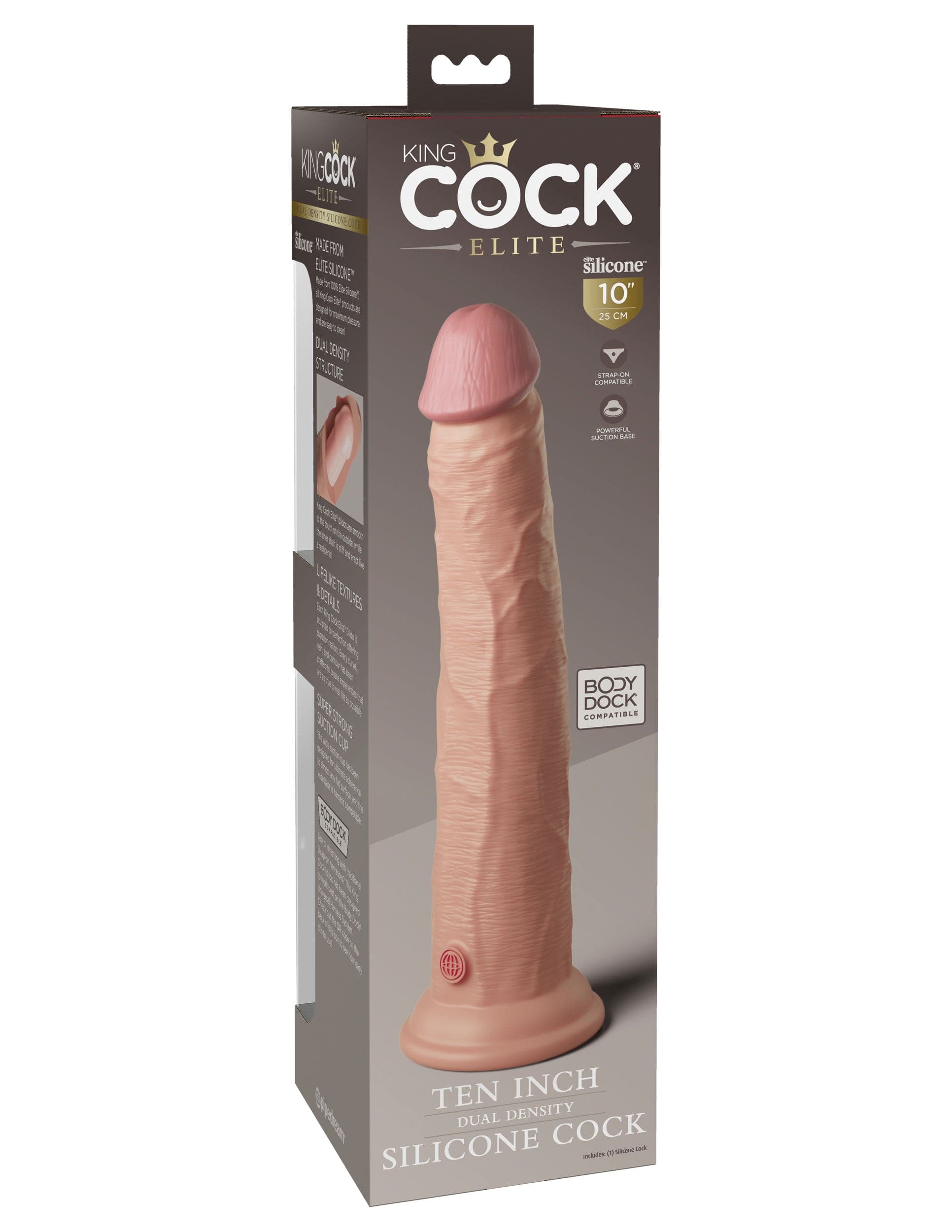 king cock elite 10 inch dual density silicone cock light