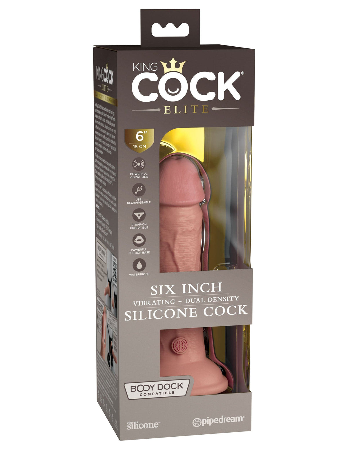 king cock elite 6 inch vibrating silicone dual silicone dual density cock light
