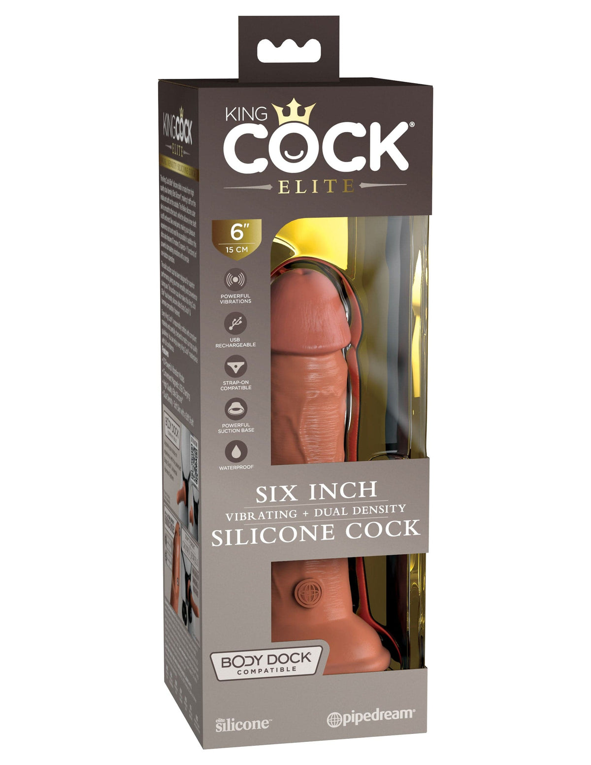 king cock elite 6 inch vibrating silicone dual silicone dual density cock tan