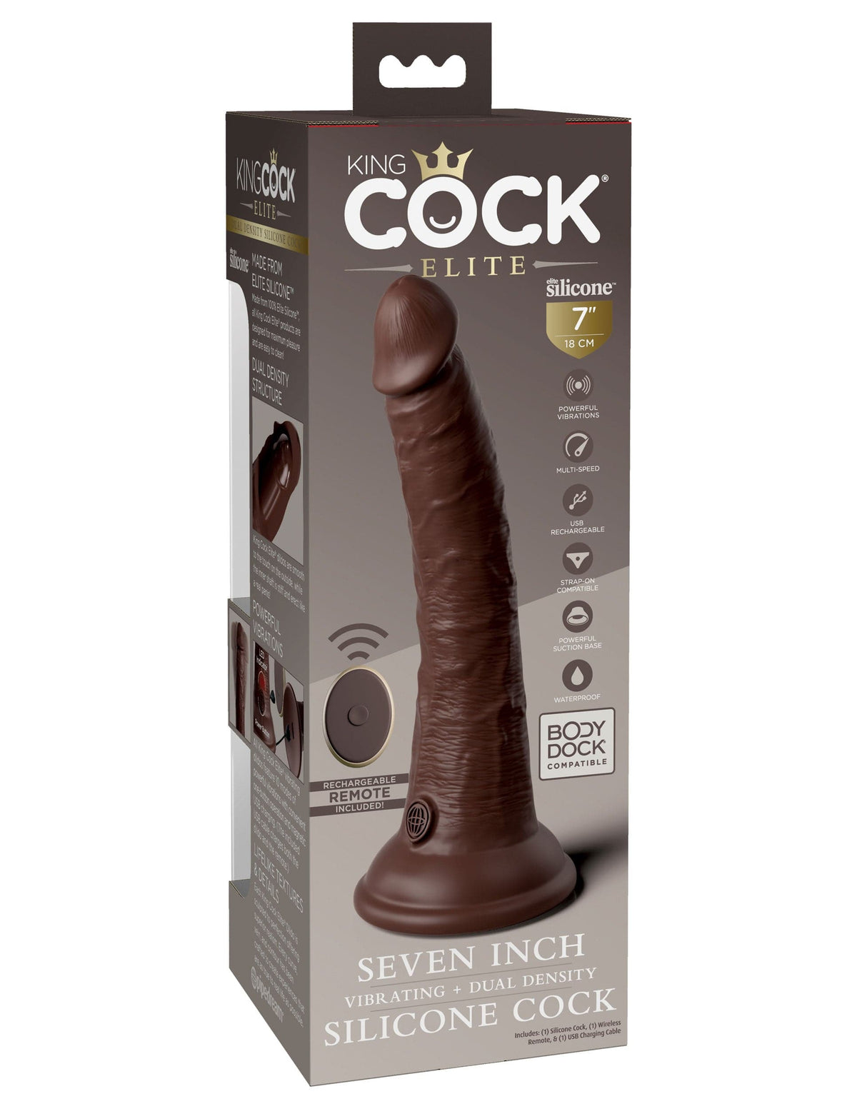 king cock elite 7 inch vibrating silicone dual silicone dual density cock with remote brown