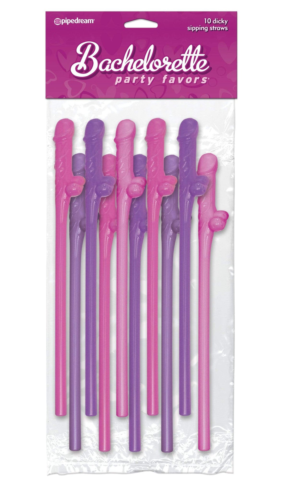 bachelorette party favors 10 dicky sipping straws pink purple