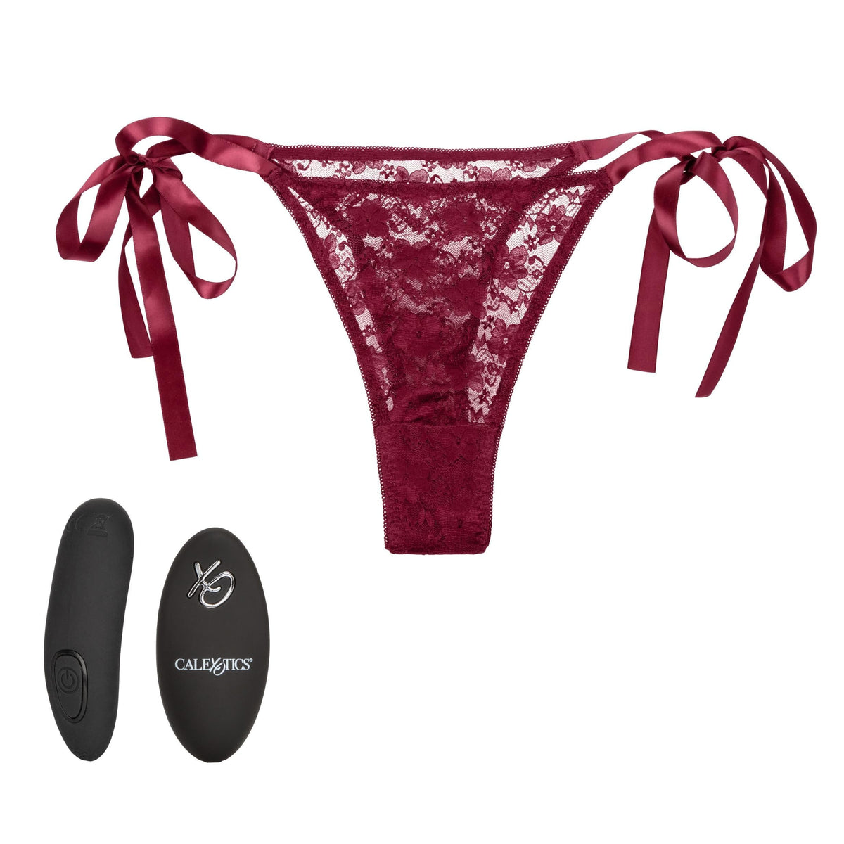 remote control lace thong set burgundy
