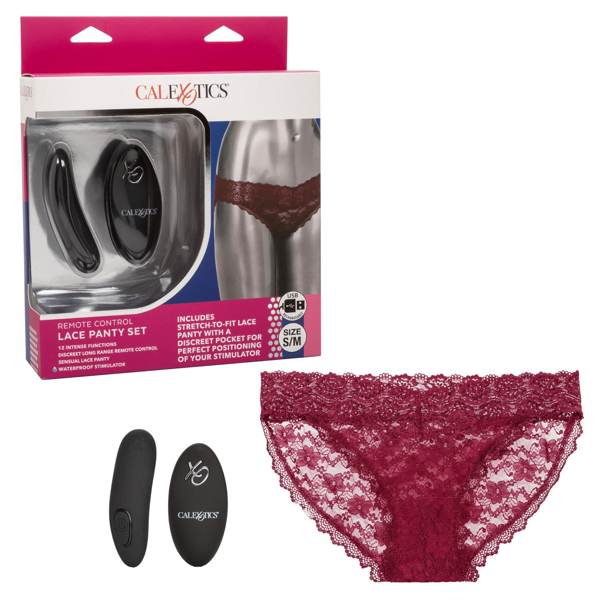 remote control lace panty set s m burgundy