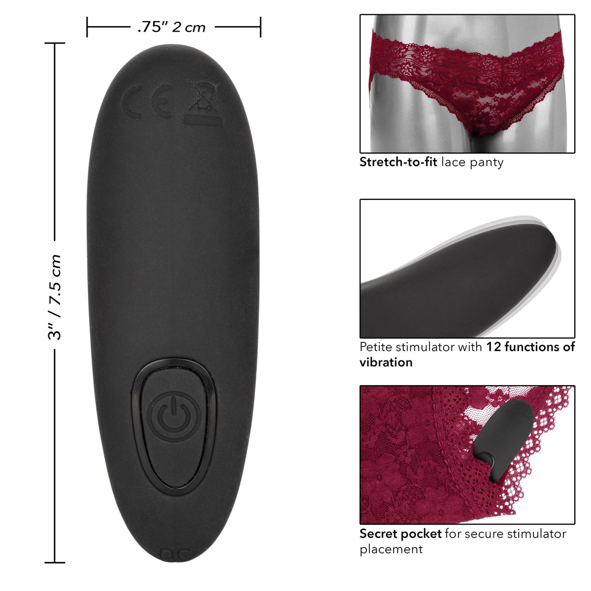 remote control lace panty set l xl burgundy