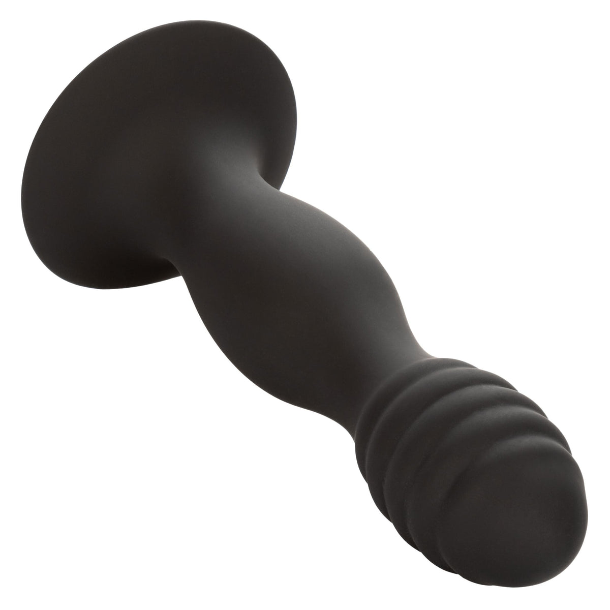 silicone ribbed anal stud black