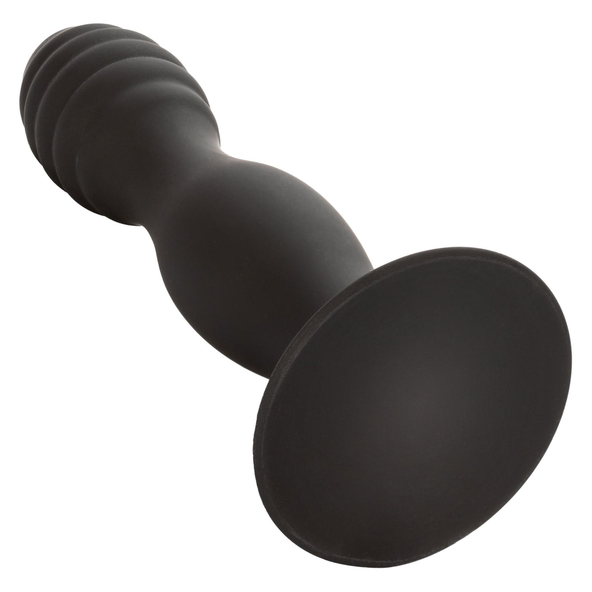 silicone ribbed anal stud black