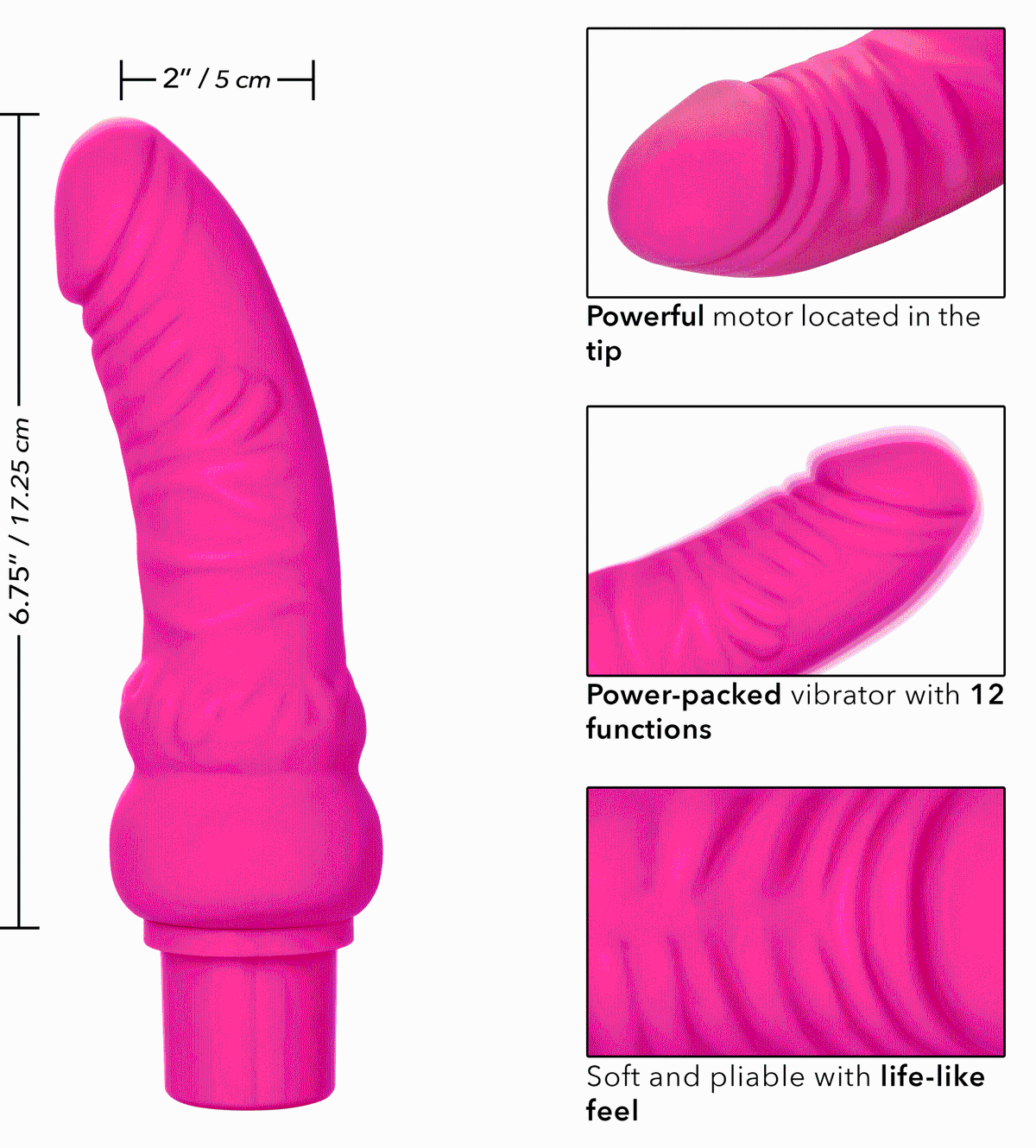 rechargeable power stud curvy pink