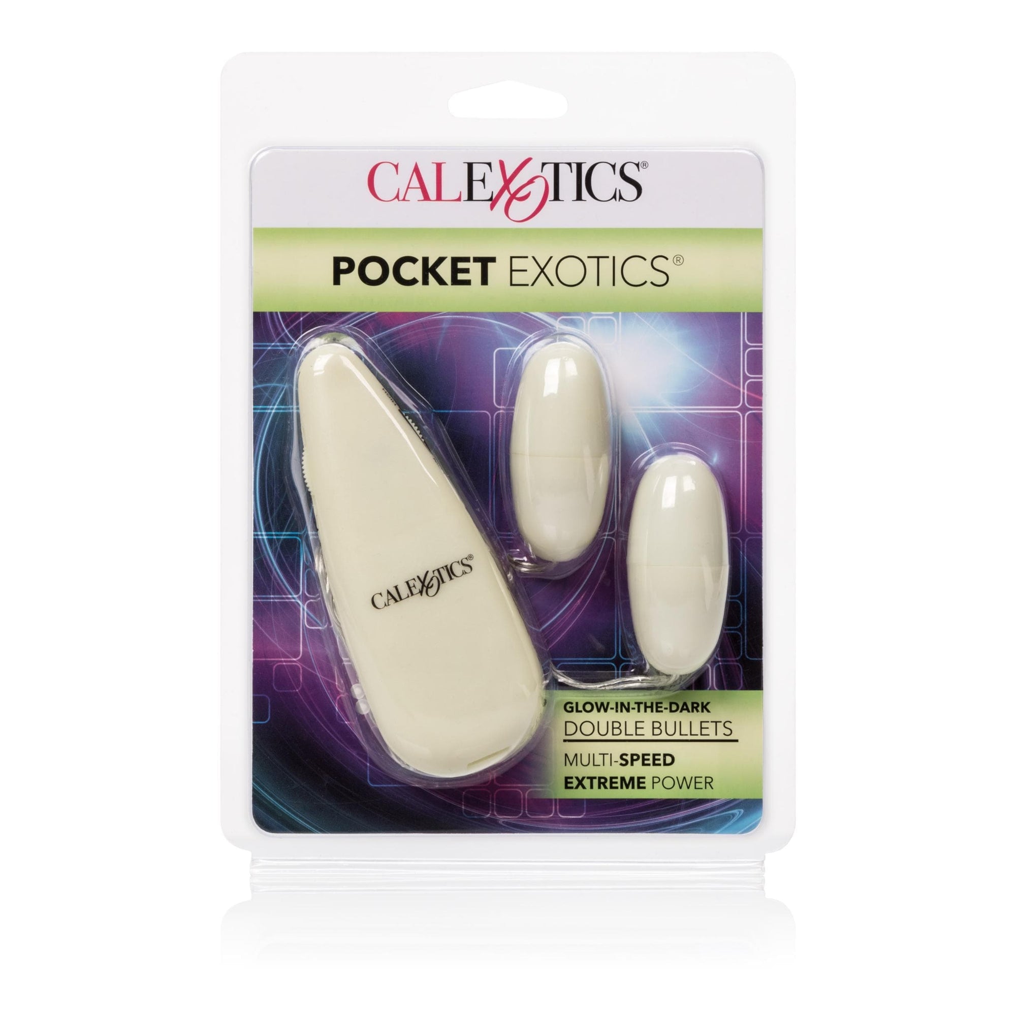 calexotics   glow in the dark pocket exotics vibrating glowing double bullets