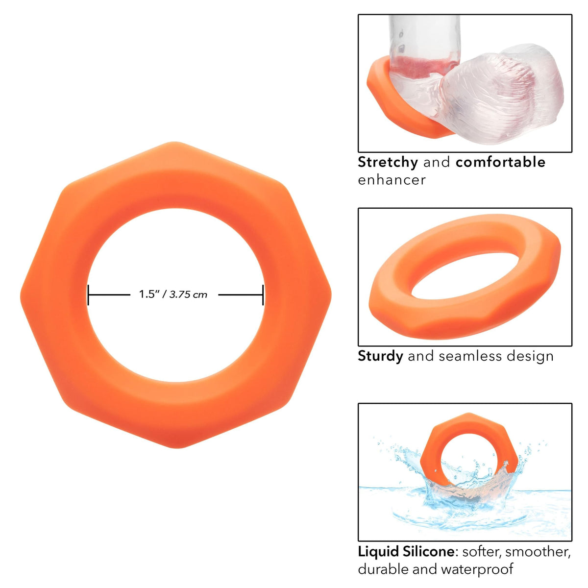 alpha liquid silicone sexagon ring orange