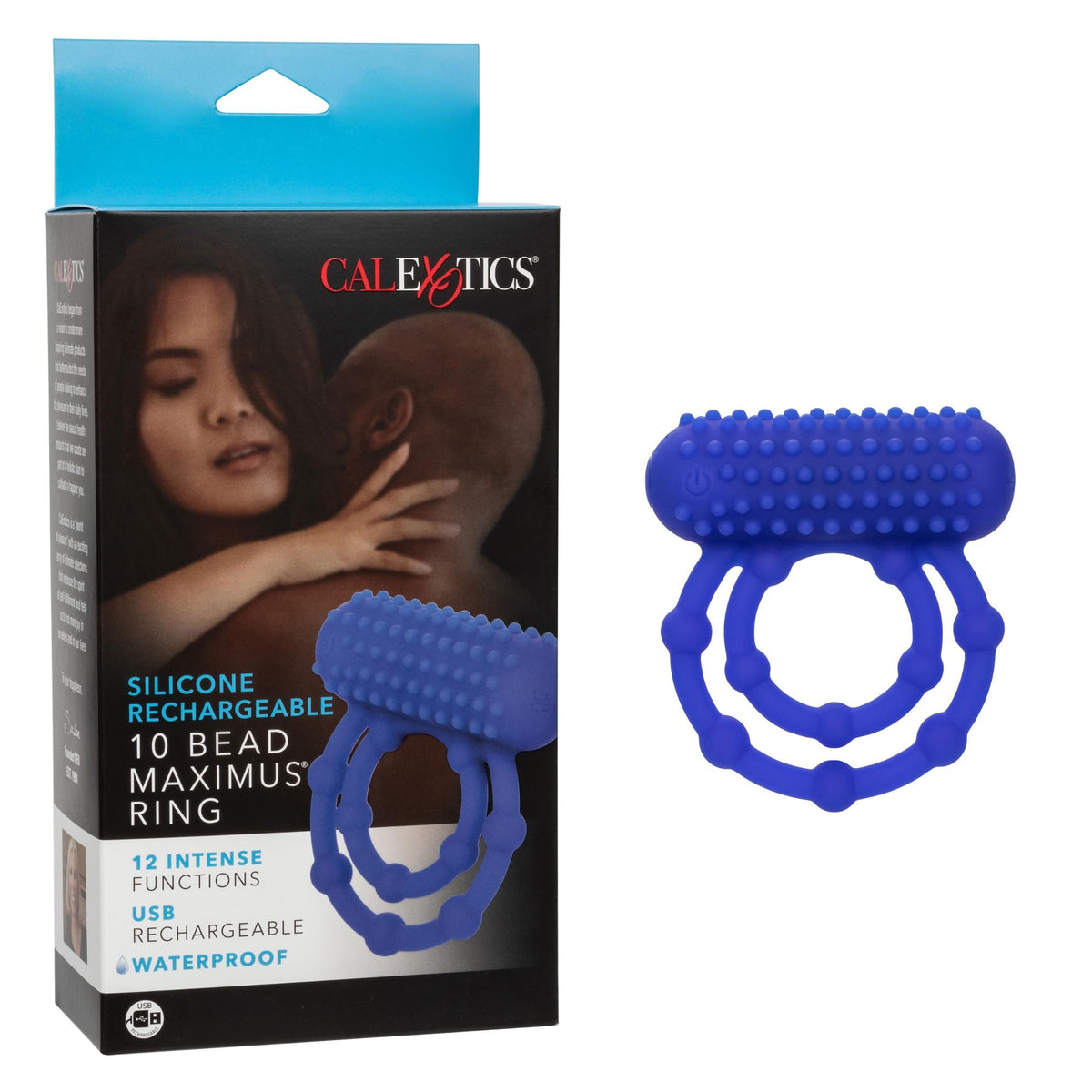 silicone rechargeable 10 bead maximus ring blue