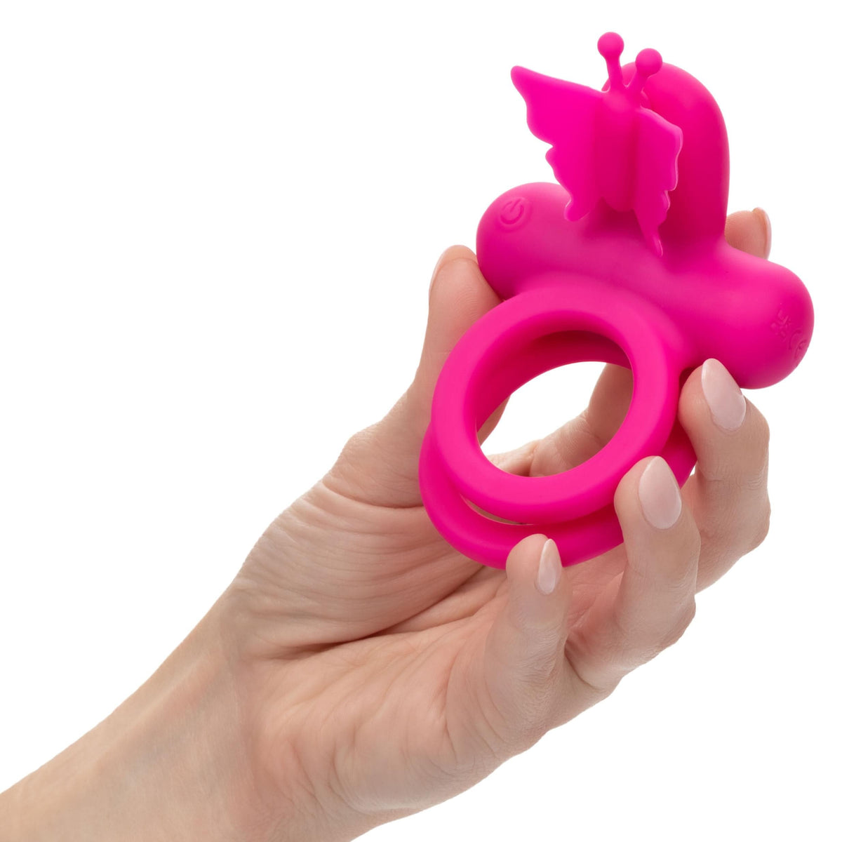 silicone rechargeable dual butterfly ring pink