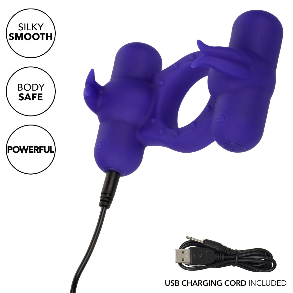 silicone rechargeable triple orgasm enhancer purple